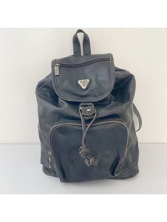 Vintage Guess USA Backpack Flap Bag Pockets Black main image 13